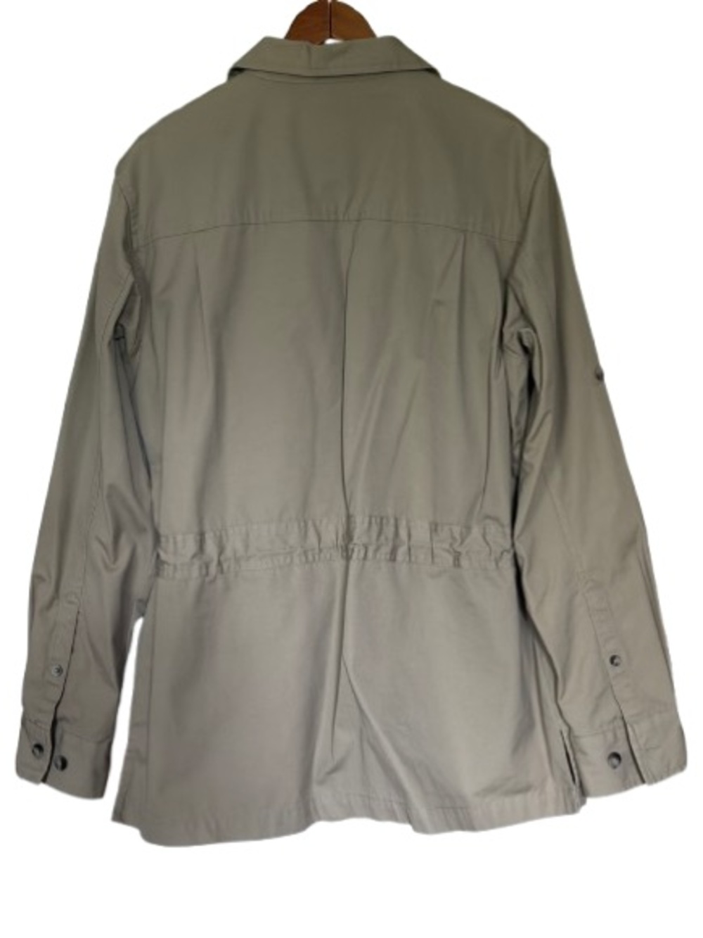 TravelSmith Women’s Khaki Cotton Safari Jacket Size L Bush Poplin Utility Cargo - Picture 2 of 8
